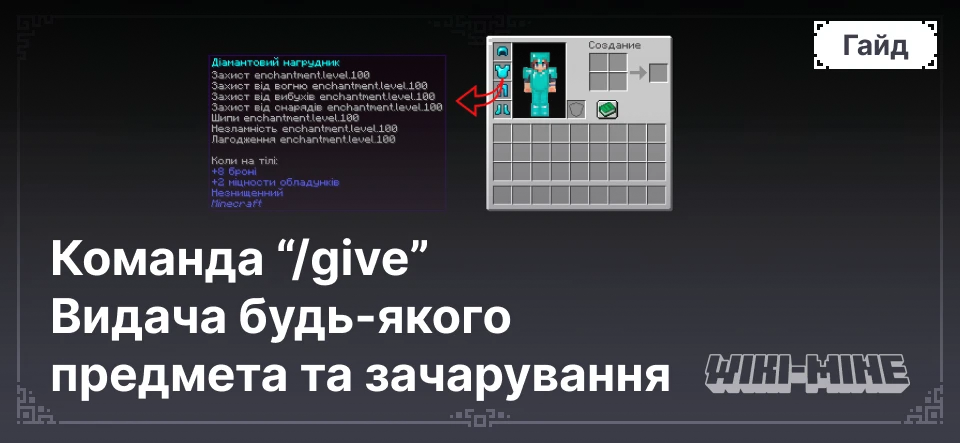 Видача будь-якого предмета та зачарувань за допомогою /give | Речі Бога для всіх версій